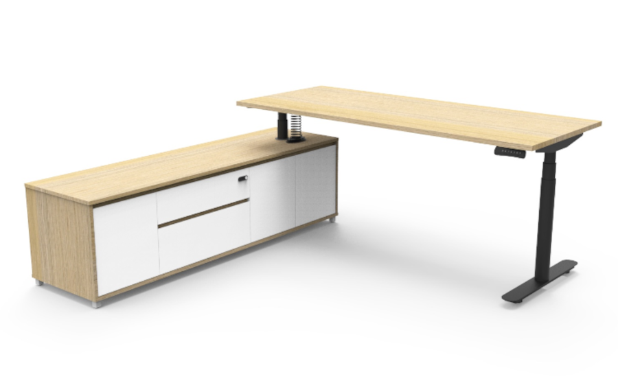 Natural Oak Cabinet With Black Frame